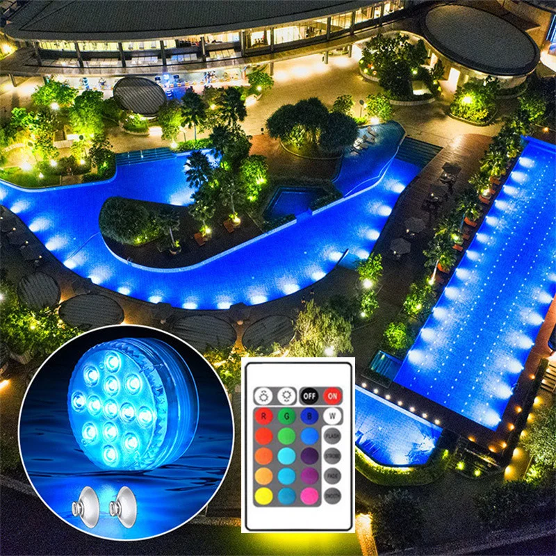 

13Leds Magnetic Sucker Submersible Light Waterproof RGB Remote Underwater Lights for Hmoe Party Aquarium Pool Bathtub Vase Decor