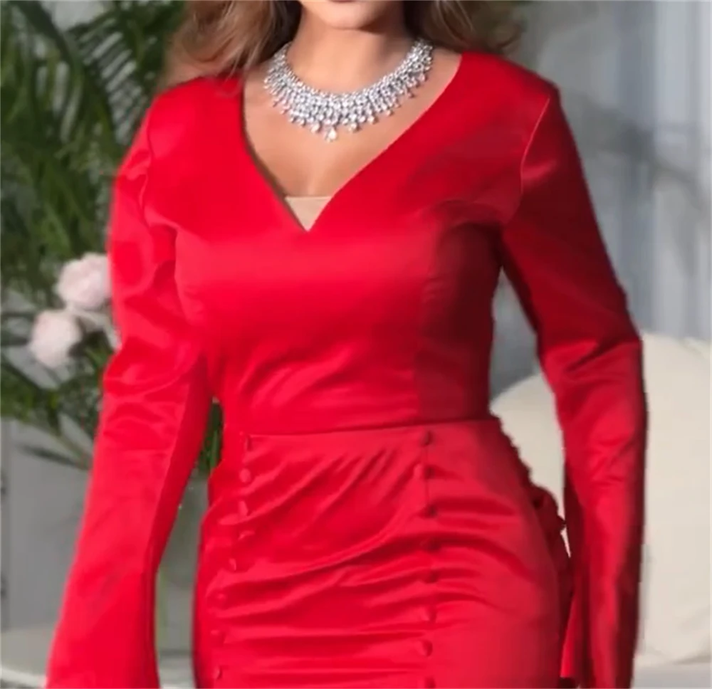Women Prom Dresses Sexy V-neck Sheath Quinceanera Fold Draped Chiffon Occasion Evening Gown