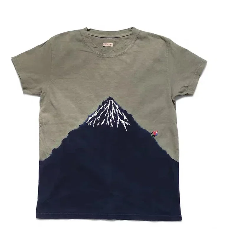 

KAPITALMAN Hirata Mountain Climbers Couple Embroidery T-shirts Men and Women Loose Washed Short Sleeve Tees Fashion Japan Style