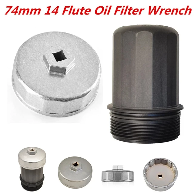 Fydun llave para filtro de aceite llave filtros aceite oil filter wrench  Aleación de aluminio 74mm/14 903 Plata