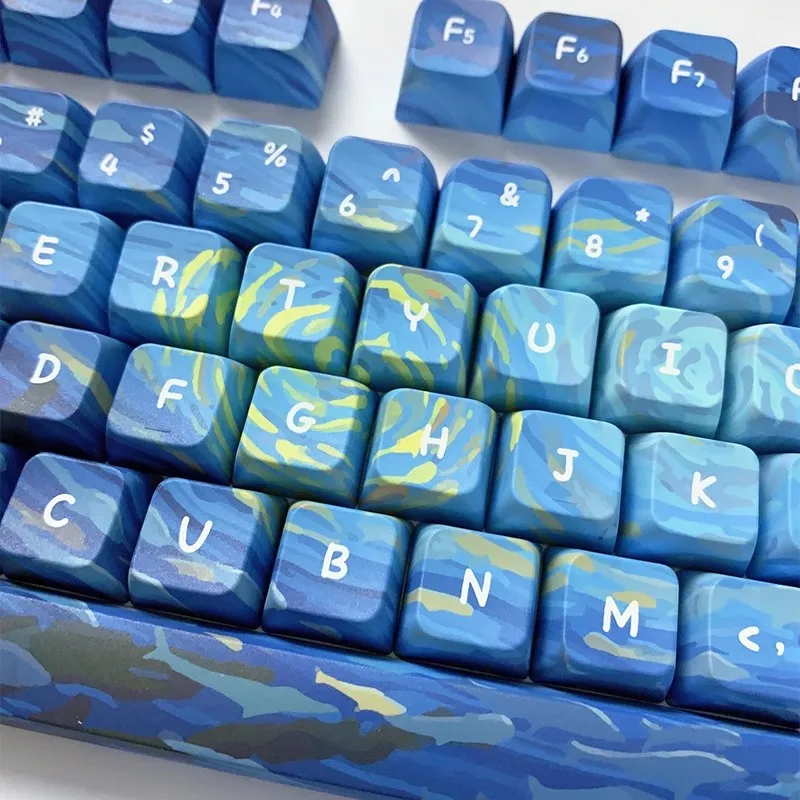 Deep Sea Starry Sky Keycaps Grupo Pbt Lados Dye Sublimation Key Caps Mda Profile Keycap Barra de Espaço 7u para mx Switch 134 Chaves - Imagem 2