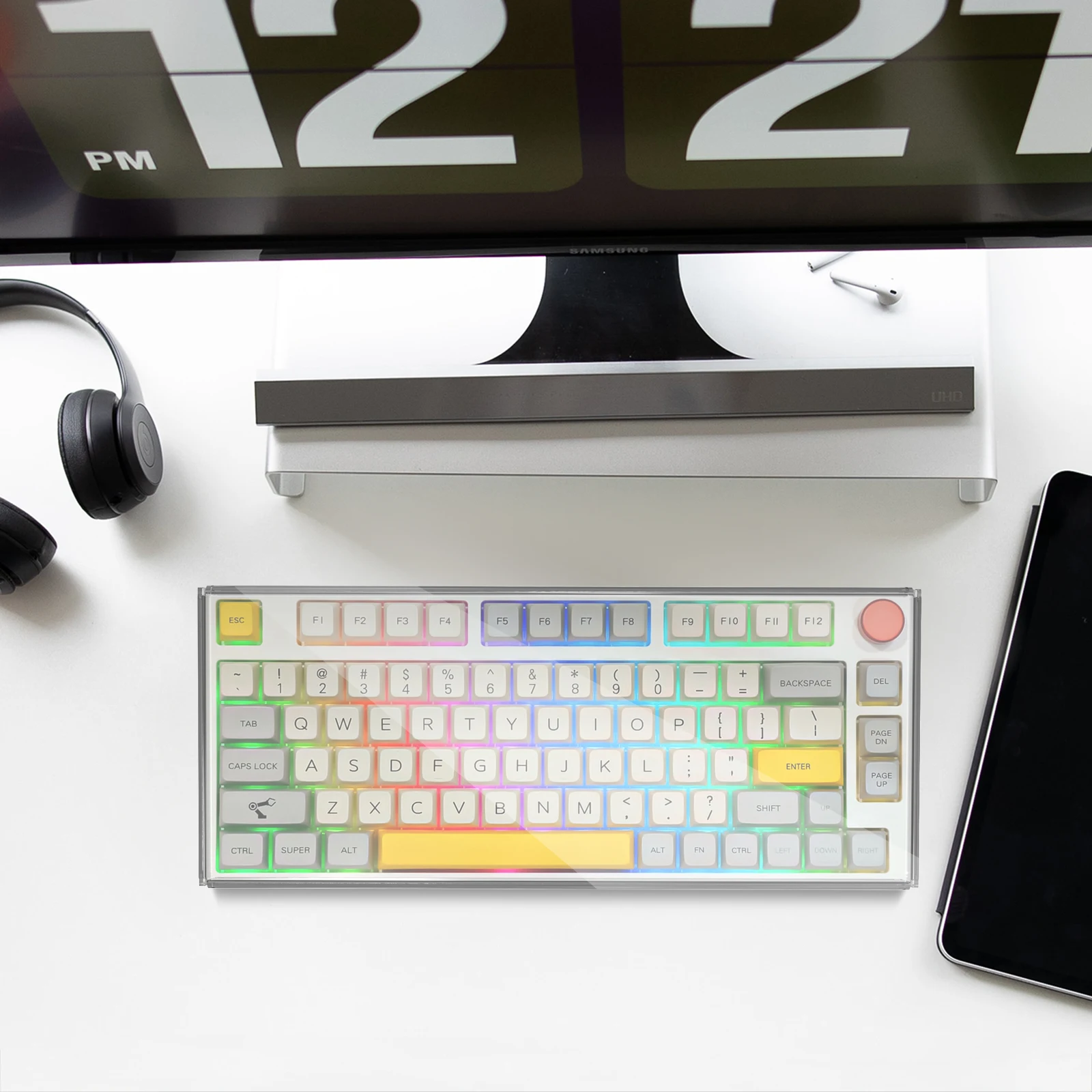 Geekria 65% Keyboard Knob Dust Cover, Clear Acrylic Keypads Cover For 68 Keys Computer Mechanical Wireless Keyboard Compatible With Keychron Q2 Keychron V2 I.284375670