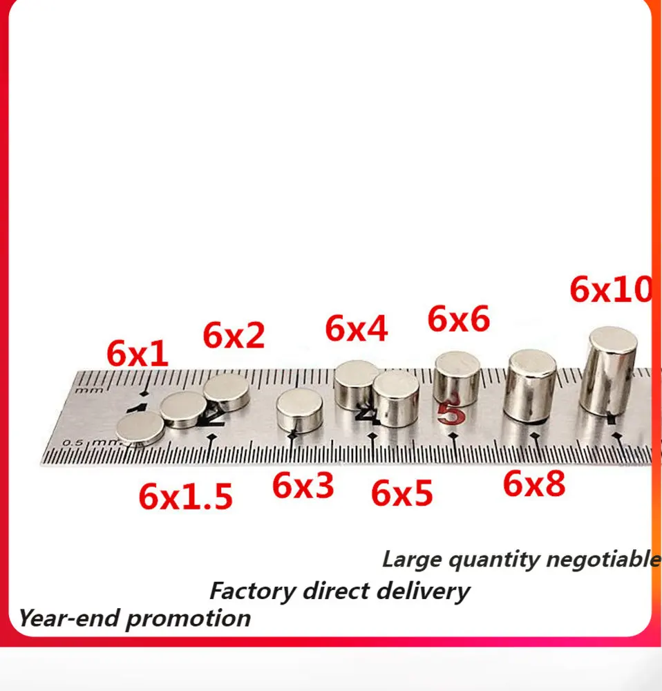 N35 6x4mm 6x5mm 6x6mm 6x7mm Round Mini Super Rare Earth Powerful Neodymium 6*6mm Magnets Fridge Search Magnetic Nickle Coating