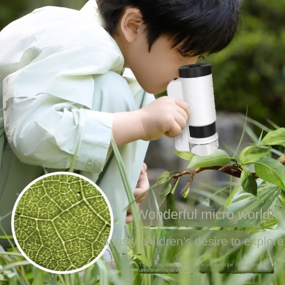 60-200x Magnification Pocket Microscope Battery Powered LED Light Handheld Microscope Portable Design Optical HD