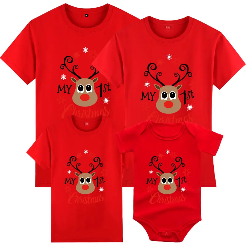 

2023 Новогодняя одежда для мамы и дочки рождественские Семейные одинаковые наряды с мультяшным принтом Женская Мужская детская футболка Детский комбинезон