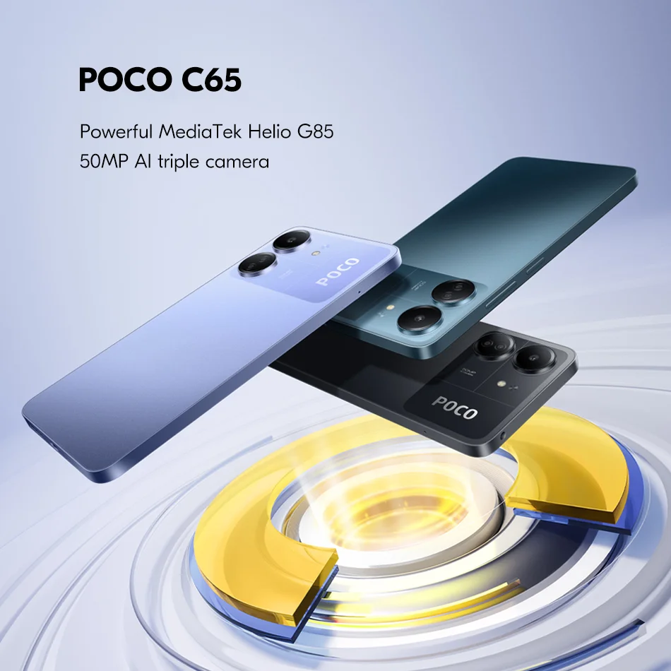 Smartphone Xiaomi POCO C65: Procesador MediaTek Helio G85 (hasta 2.0 GHz),  Memoria de 8GB, Almacenamiento de 256GB, Pantalla LED Multi-Touch de 6.74  HD, Bluetooth, Wi-Fi, Cámara Principal de 50MP, Android 13. Color