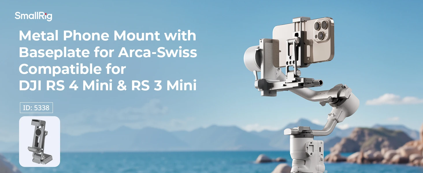 SmallRig Telefonunterstützung für Arca-Standard, für DJI RS4 Mini / RS3 Mini-Stabilisatoren und Arca-Typ-Stativ, mit Kaltschuh -5338 – Detail 1