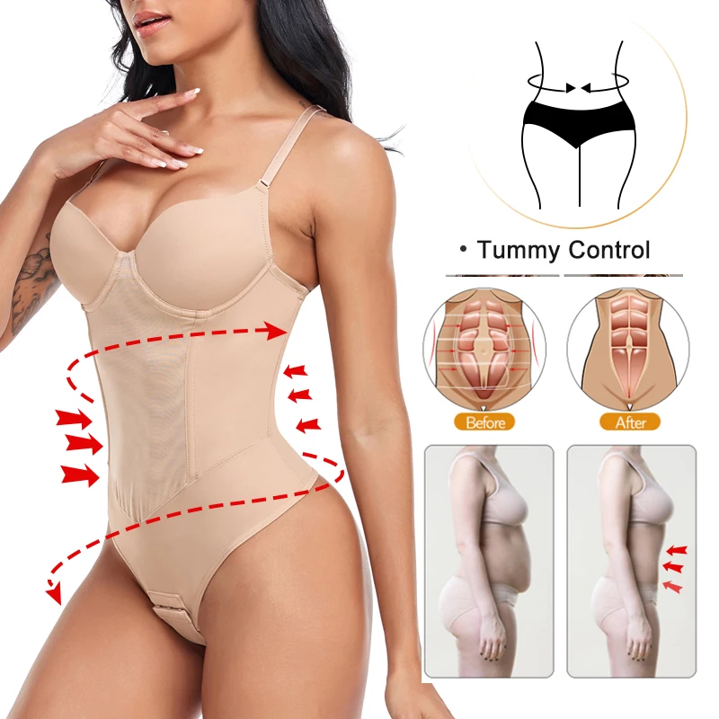 Women's Shapewear 2 in 1 Full Body Shaper with built-in Bra Waist Cincher and Tummy Control Slimming  Seamless Bodysuit Corset