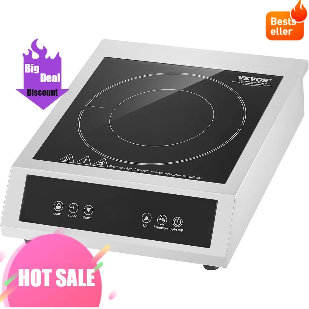 Stainless Steel Induction Cooktop with 3500W Power and 11 Adjustable Heat Settings