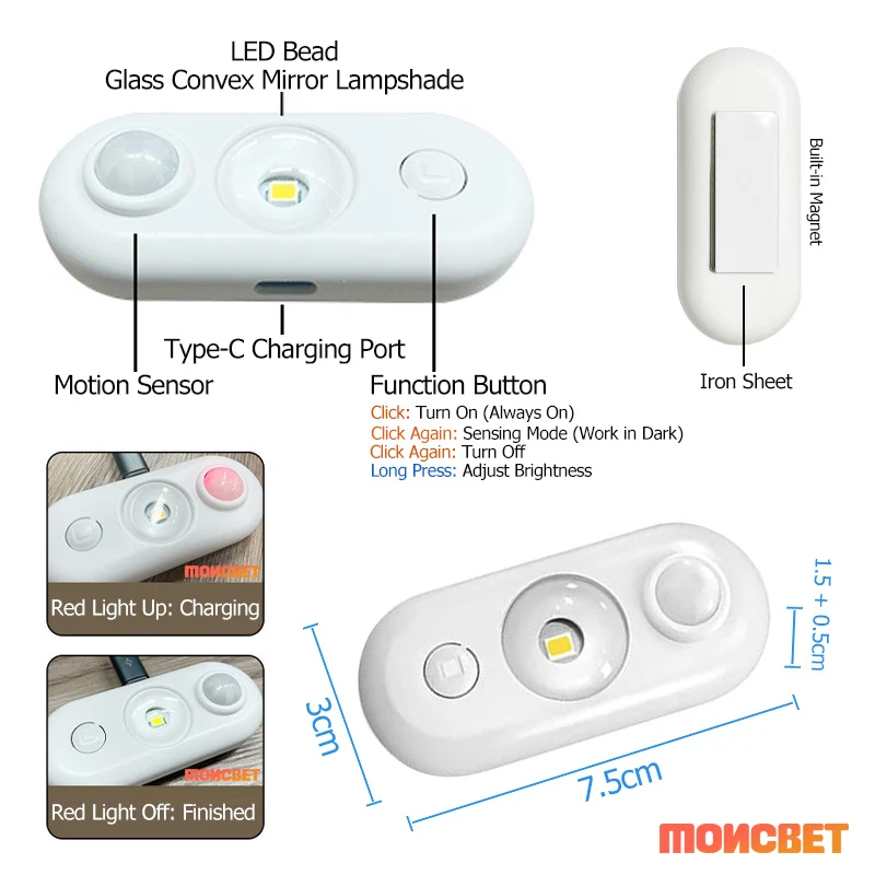 Magnetic Rechargeable Wireless LED Motion Sensor Night Light