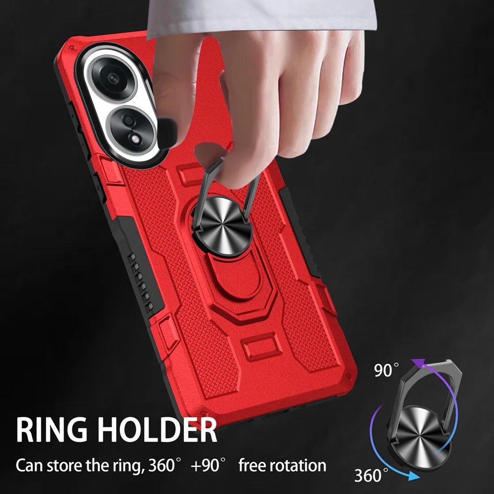 Shockproof Armor Phone Case with Silicone and Metal Ring Stand