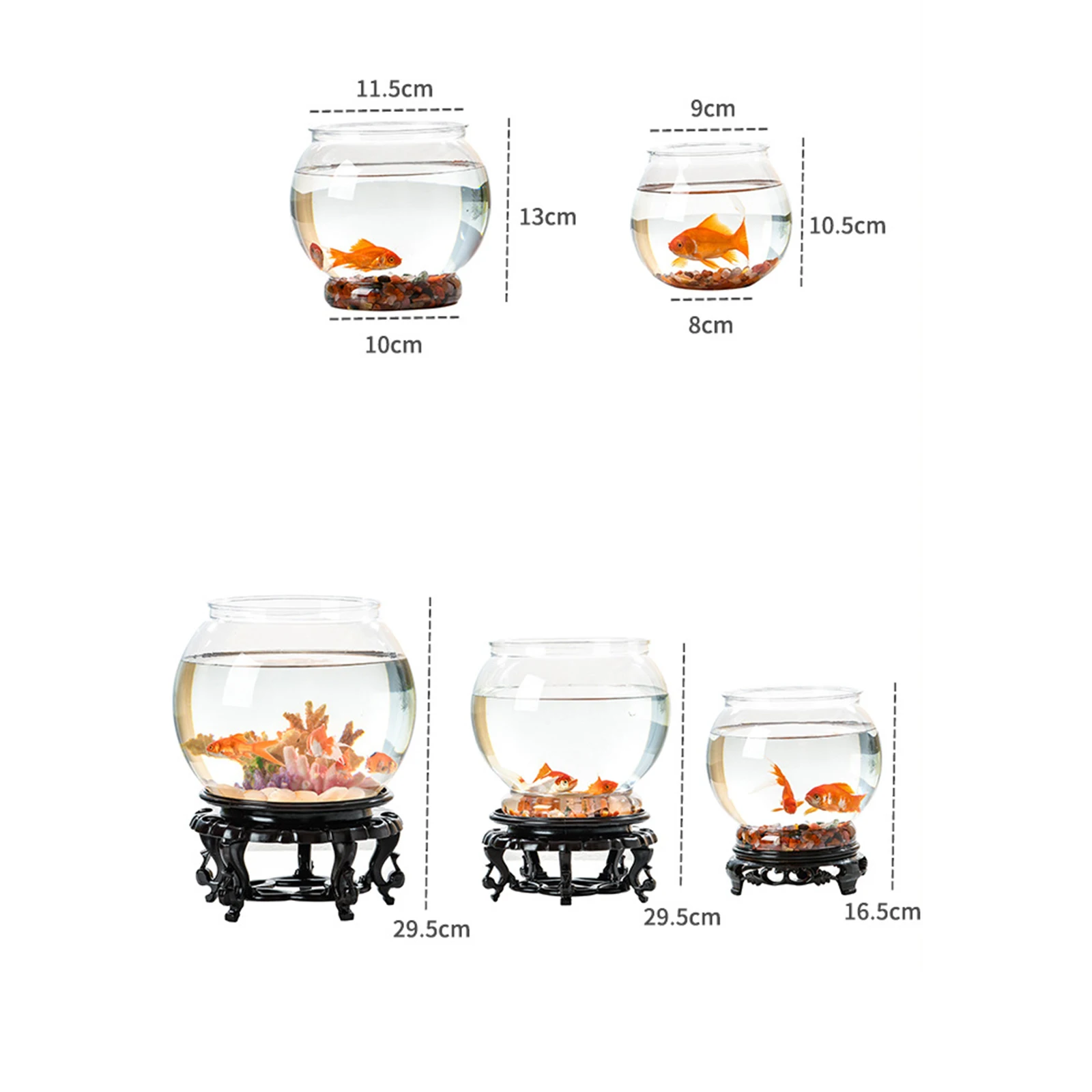 Clear Fish Bowl Aquarium Decorative Fish Pot Tree Ornament Desktop Table Centerpiece Fishes Tank for Home, Office Living Room