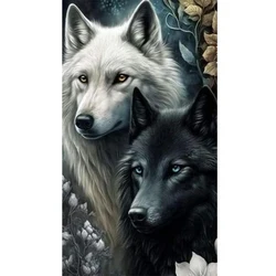 Enchanting Wolves DIY Diamond Painting Kit - Full Art Embroidery Mosaic and Craft Puzzle - 20x40cm Round (RMB2865)