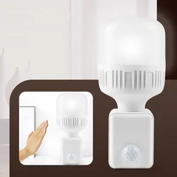 적외선 벽 플러그인 인간 감지 램프 홀더, LED 조명 소켓, EU 플러그 홀더 어댑터 컨버터, 전구 램프용 ON/OFF