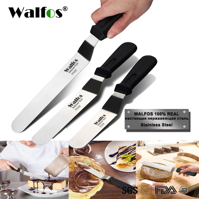 

WALFOS Stainless Steel Butter Cake Cream Knife Spatula for Cake Smoother Icing Frosting Spreader Fondant Pastry Cake Decorating