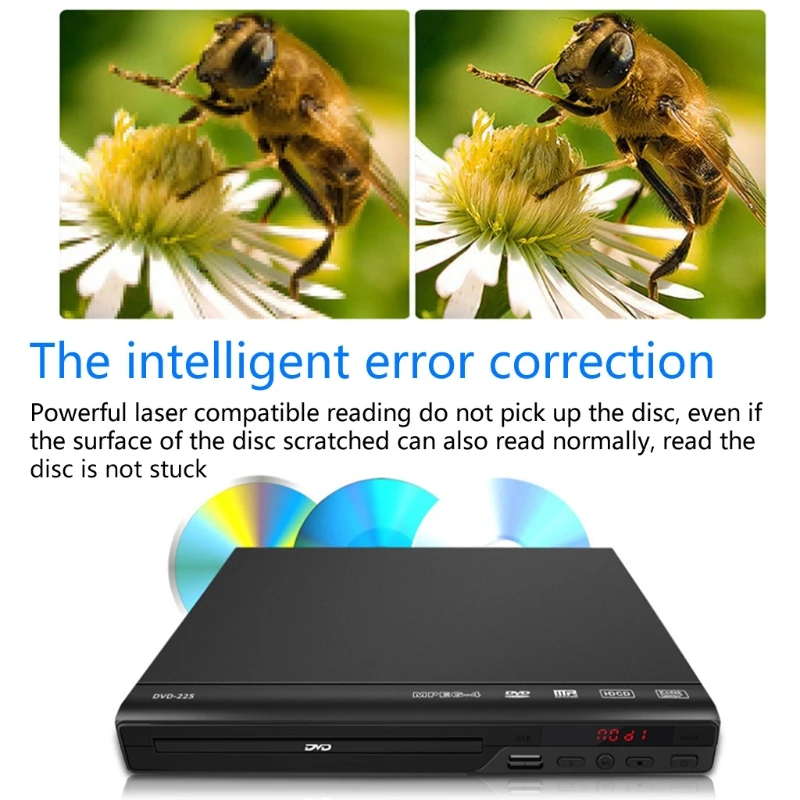 1080P Desktop DVD Media Player for TV Region AV Output USB Disc Players 2200W