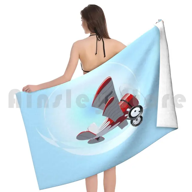 다채로운 만화 복엽 비행기 타월로 수영 모험에서 편안함과 세련함을 누리세요.