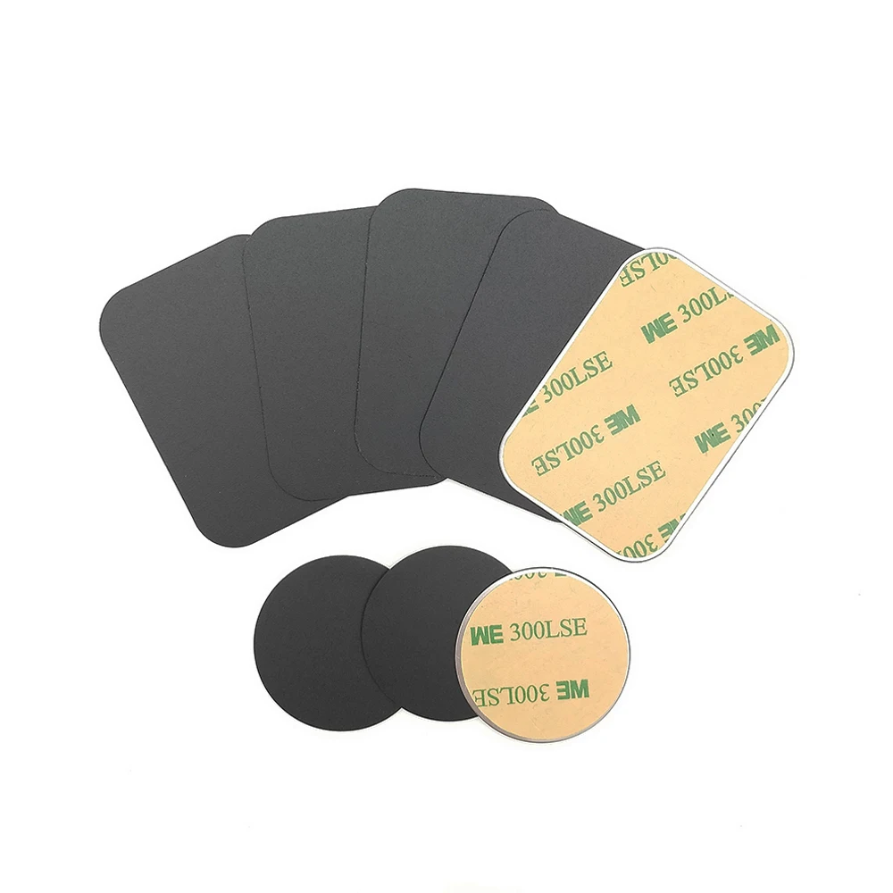 1/3/5pc Thin Metal Plate For Magnetic Car Phone Holder Iron Sheet Sticker Disk For Magnet Phone Stand Mount Round Retangle Black