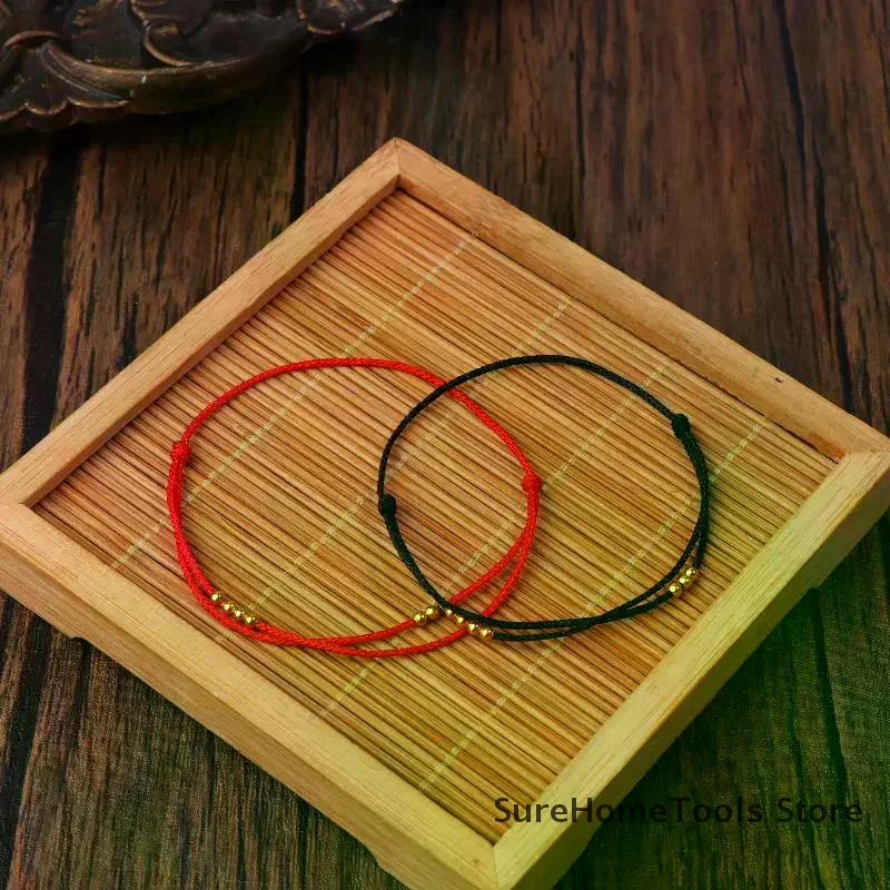 Handmade Red Rope Bead Bracelet Adjustable Lucky Transfer Beads Simple Style Friendship Jewelry Gift Women Men