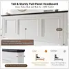 Farmhouse King Size Bed Frame with 52" Tall Full-Panel Headboard, No Squeak, No Box Spring Needed, Antique White 5