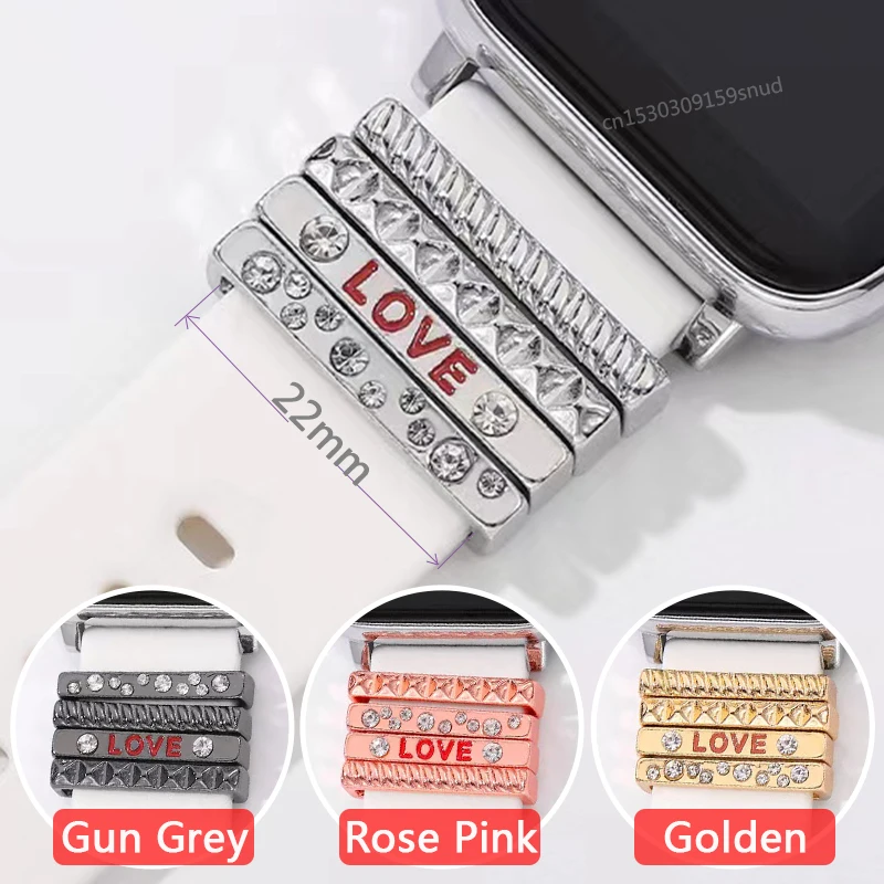

10~50PCS Metal Charms Decorative Ring For iWatch Band Diamond Ornament SmartWatch Silicone Strap Accessories For iwatch Bracelet