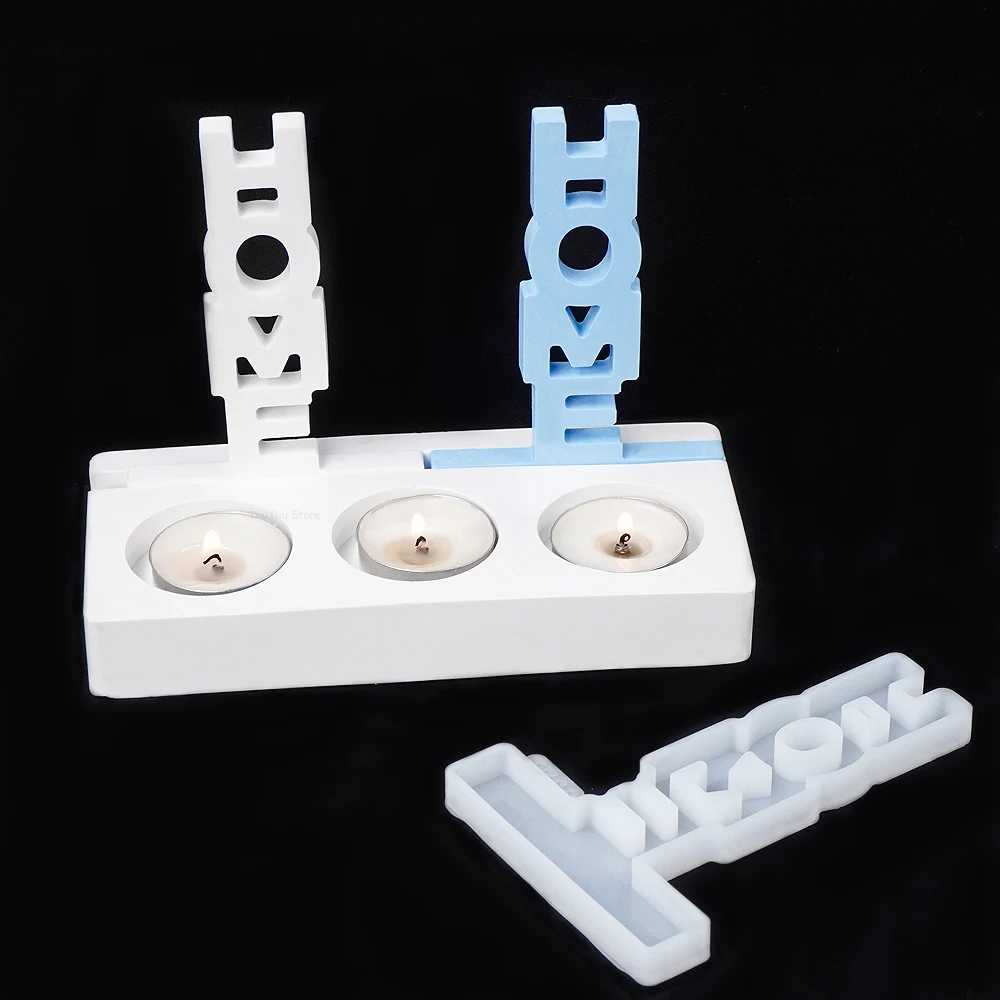 HOME Candle Holder Silicone Mold DIY Letter Ornament Making Plaster Concrete Resin Candlestick Casting Molds Home Festival Decor silicone mold