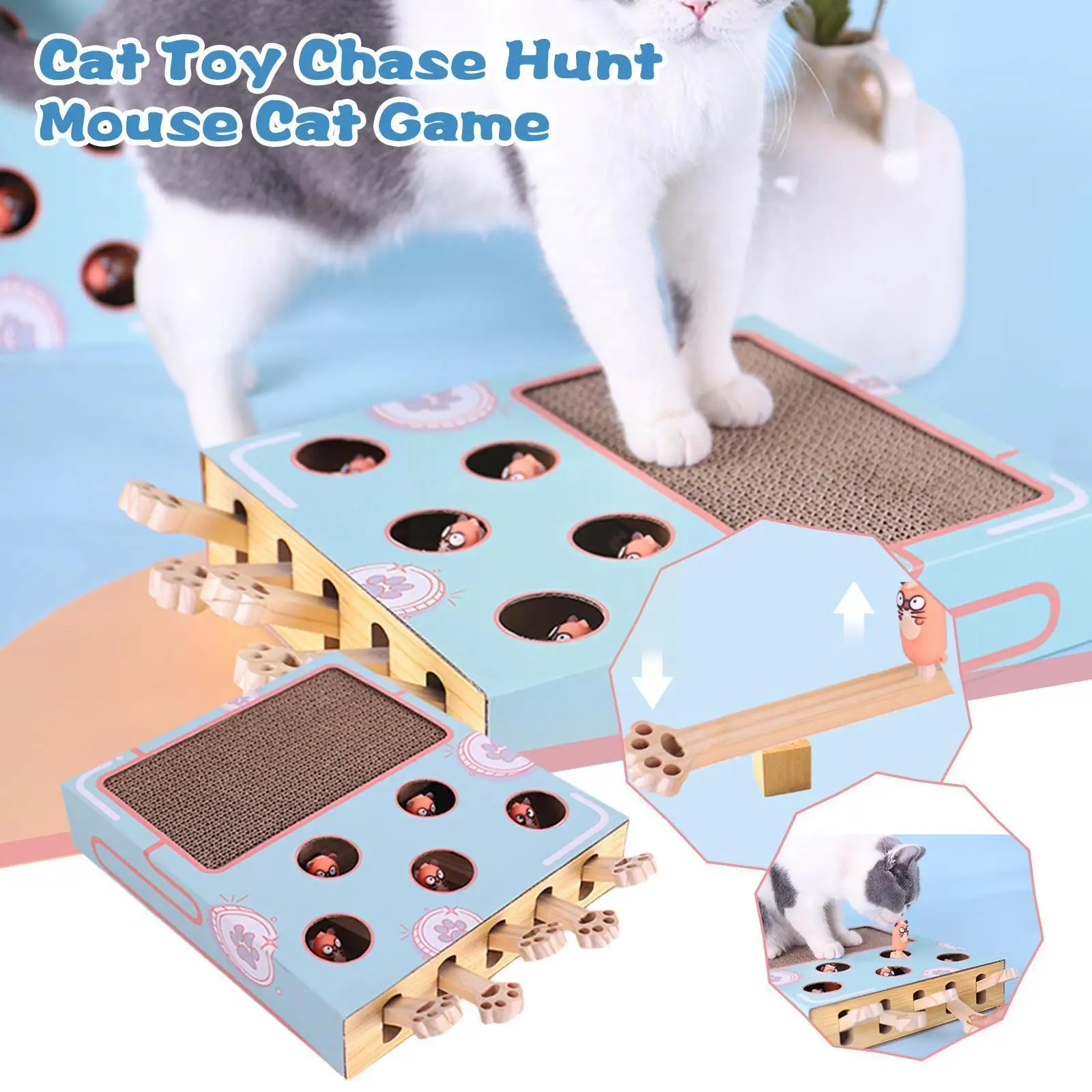 Juguete De Madera Para Gatos Caja De Caza Con Rompecabezas