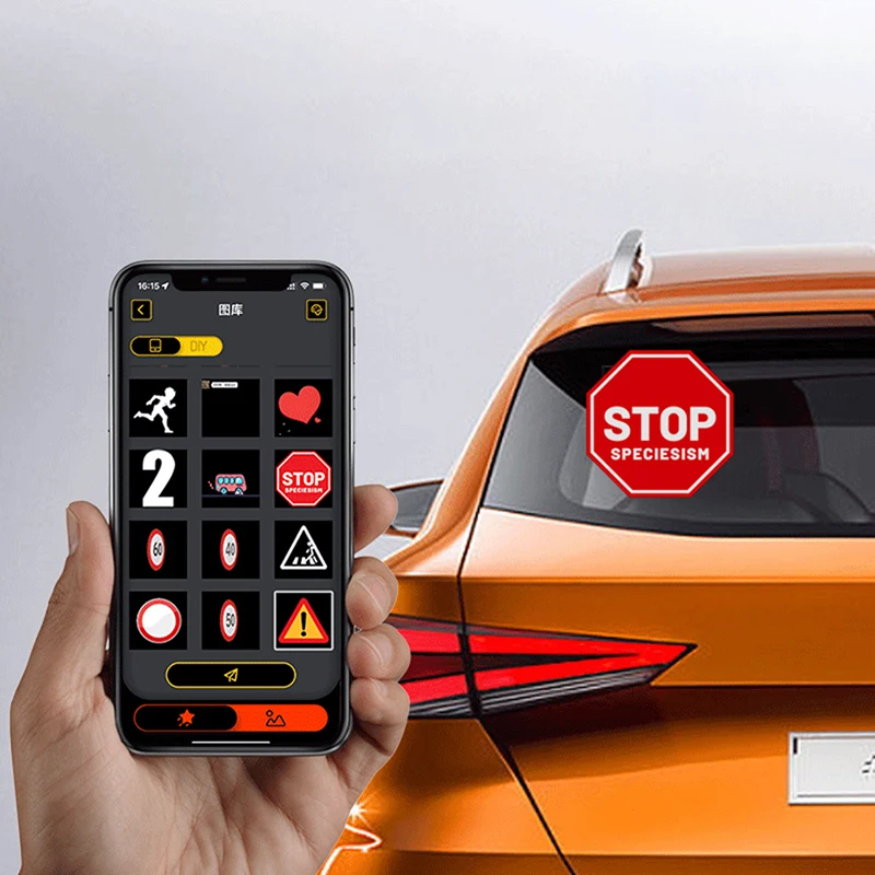 LED Display On Car Rear Window Mobile Phone APP Control Full Color LED