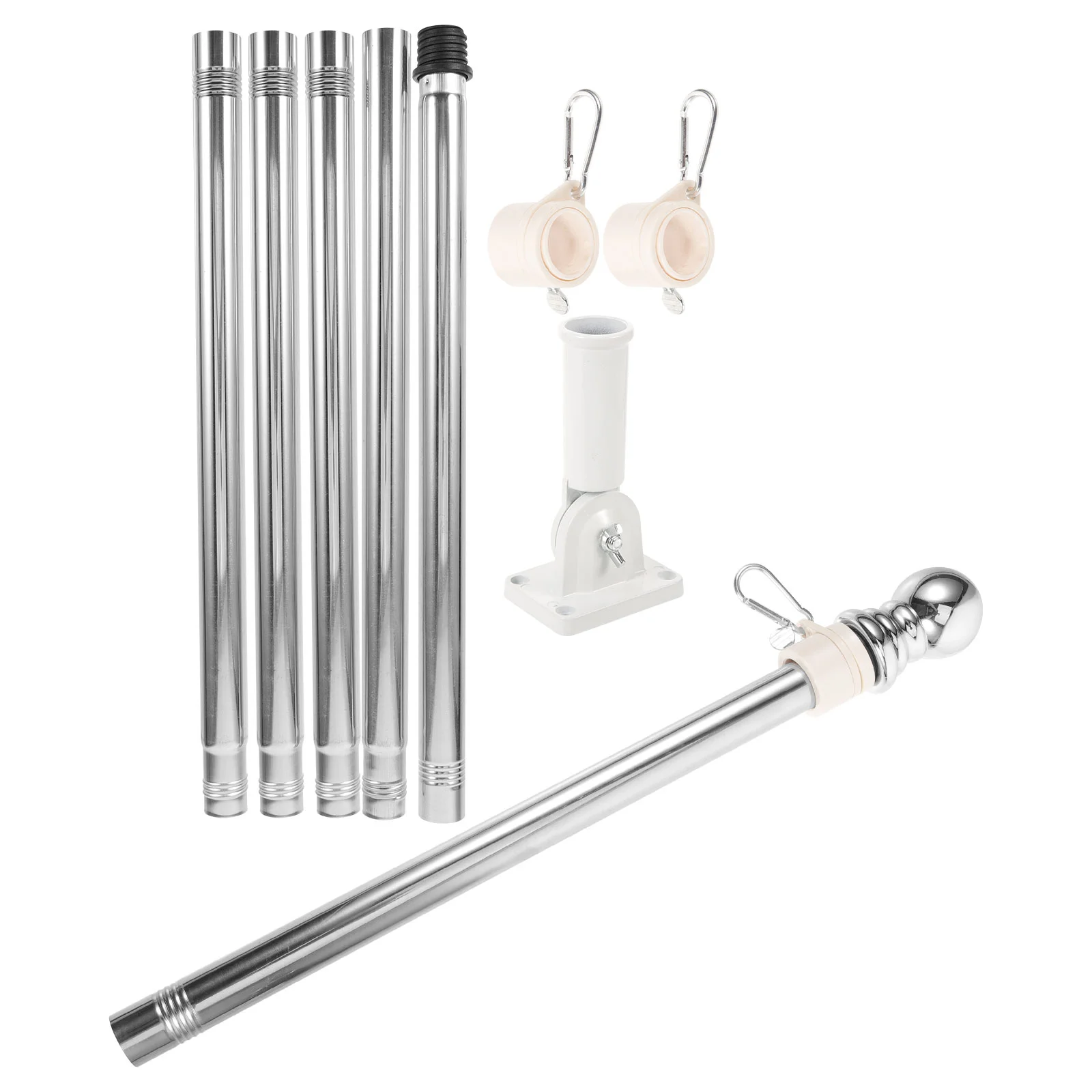 

1 Set Flag Pole Adjustable Mount Bracket Courtyard Flag Holder Aluminum Alloy Flag Pole with Bracket