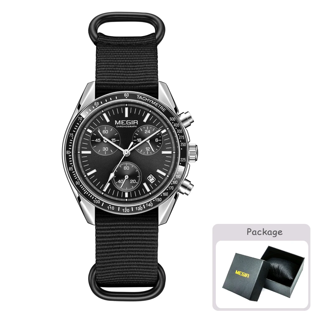 Stylish Men's Sport Chronograph Watch with Nylon Strap – Waterproof and Luminous