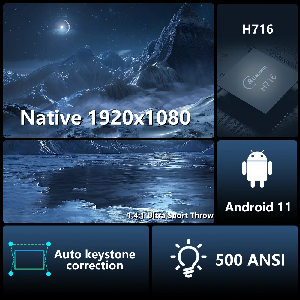새로운 D5 풀 HD 1080P 스마트 프로젝터 5G 와이파이 안드로이드 OS 디지털 포커스 LED LCD 홈시어터 시네마 영화 비디오 프로젝터 빔프로젝터