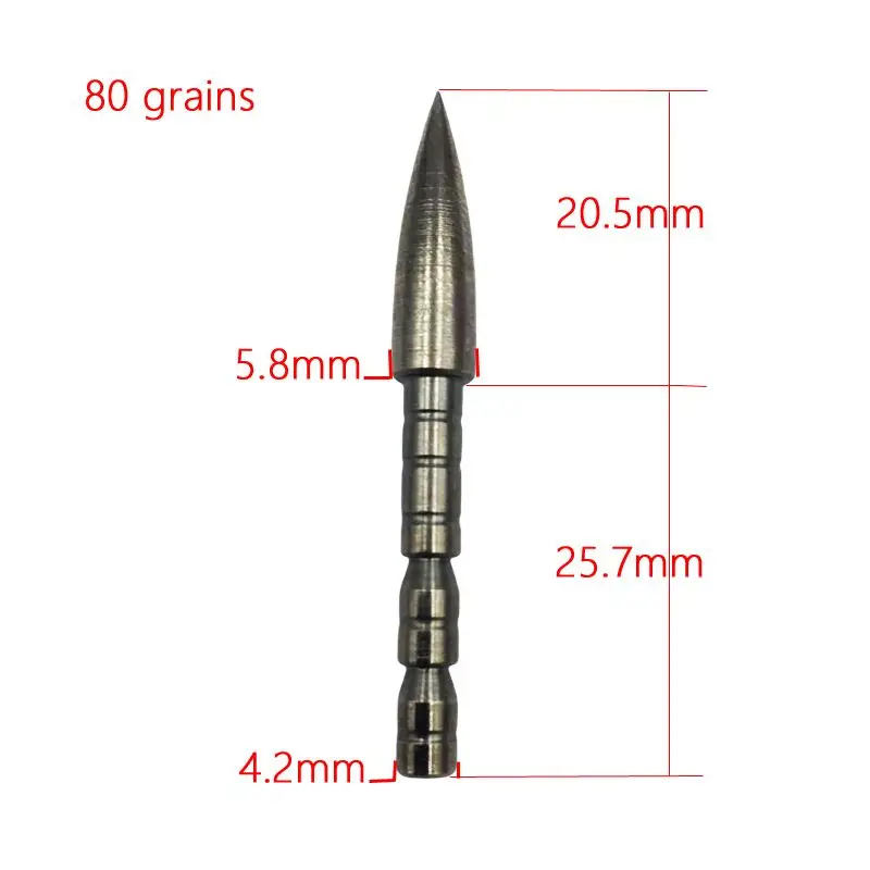12PCS 4.2 mm Bullet Point Tip Arrow Head DIY 80 100 120 Grain For ID 4.2 mm Arrow Shaft Head Archery Accessory Bow