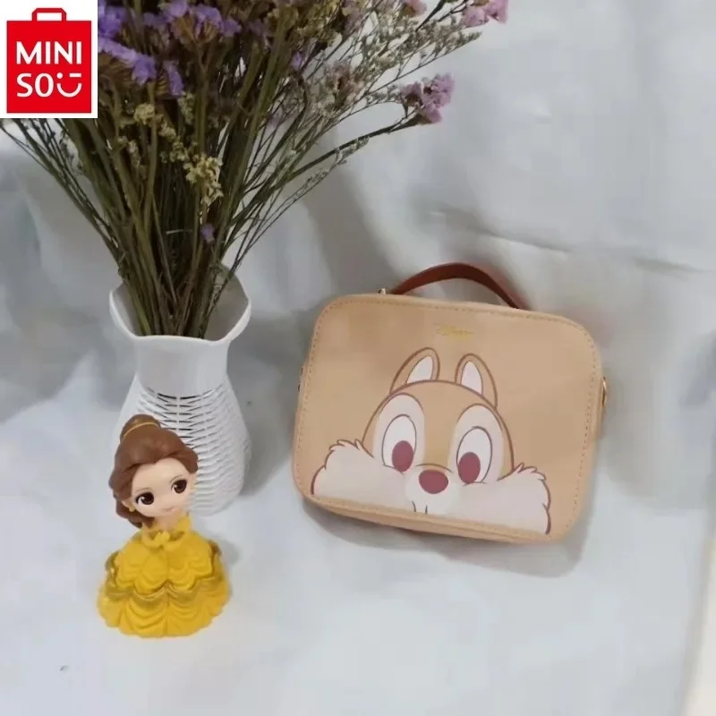 MINISO Disney Winnie Bear Dumbo Sweet Printed Large Capacity Camera Bag Women's High Quality Multi functional Makeup Storage Bag