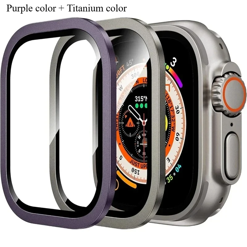 Premium Tempered Glass Screen Protector with Metal Bumper for Apple Watch Ultra 49mm - 2 Pack, Anti-Scratch, HD Clarity