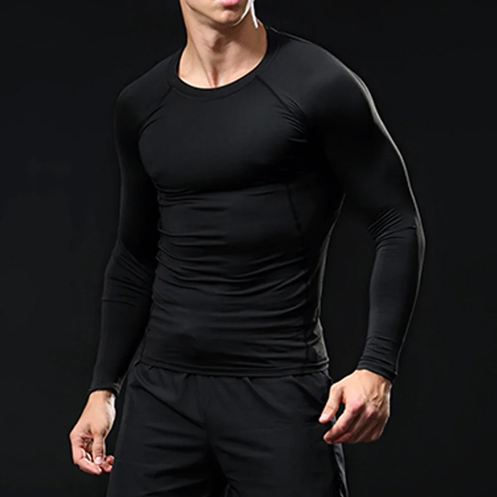 Men's Compression Shirt Rashgard Fitness Long Sleeve Running Shirt Man Gym Under T Football Jersey Sportswear Tights