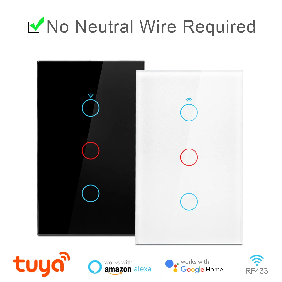 Переключатель Wi-Fi Tuya Smart Life сенсорный выключатель со стеклянной панелью