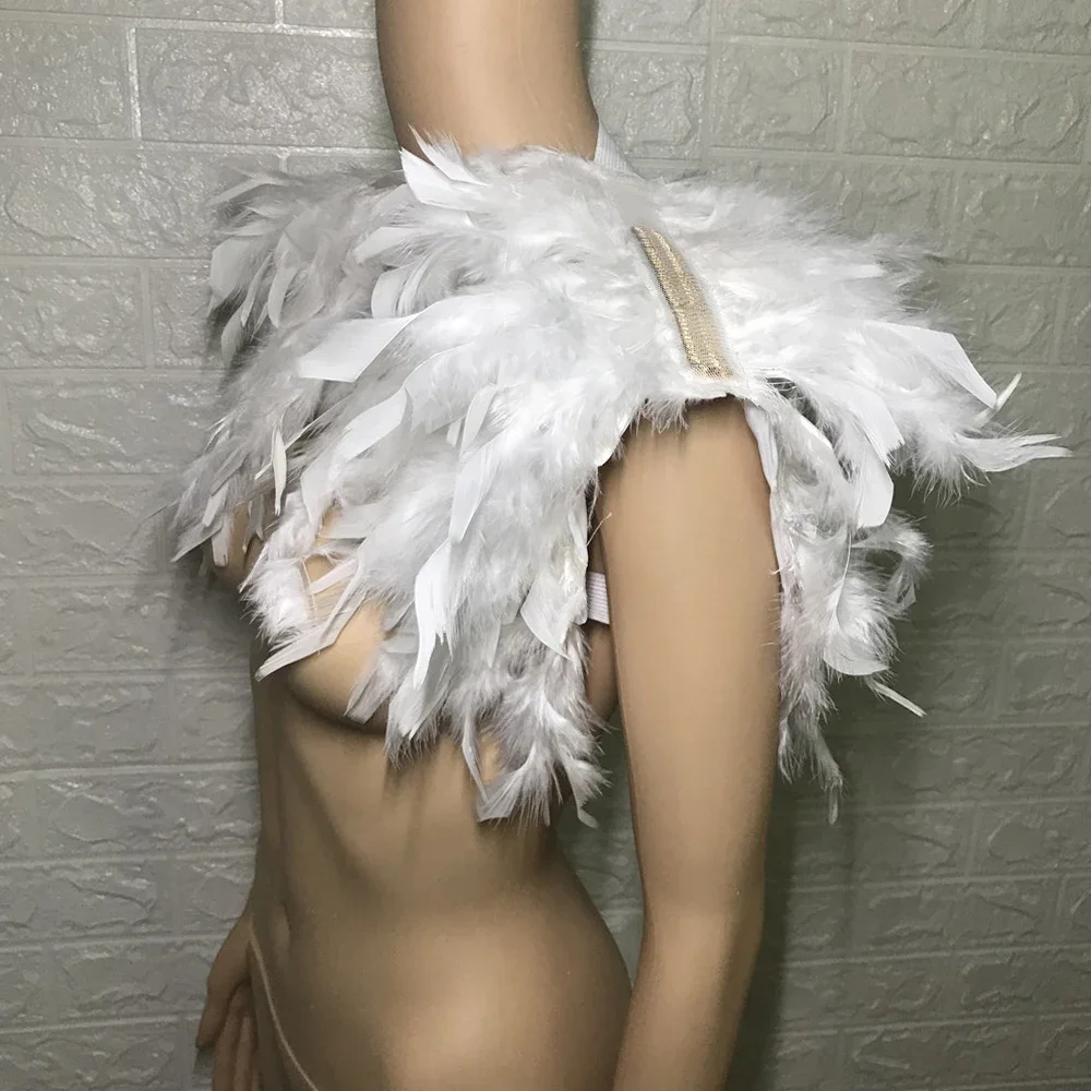 Shawl Feather Iridescent Rooster Hackle Natural Feather Collar Cape Stole Shawl Collar Shrug Cape Party Clubwear Jazz Dancewear