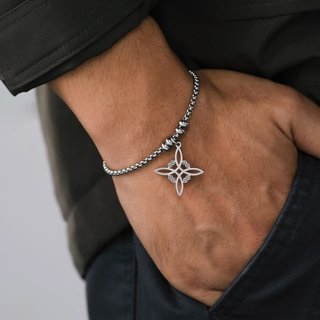 96653-25dafc.jpg Dawapara – Bracelet à breloques avec nœud de sorcière pour femmes, amulette de Protection des nœuds celtiques, chaîne de perles en acier inoxydable, bijoux Wiccan de sorcellerie