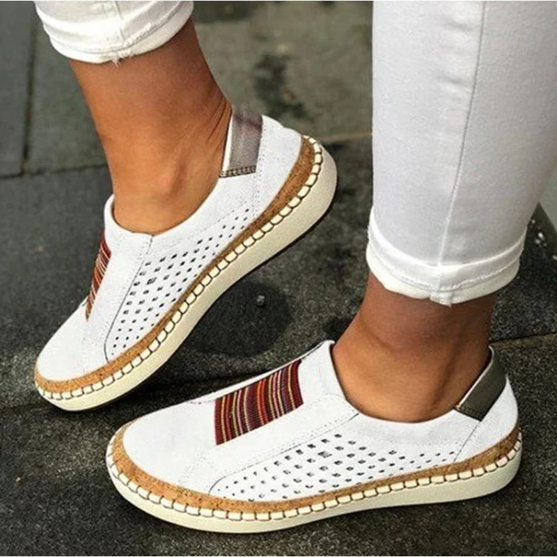 Women shoes Women sneakers Autumn Women's Flat Bottom Vulcanized Shoes Breathable Hollow Leisure Woman Fashion Flat Bottom Vulcanized Shoes