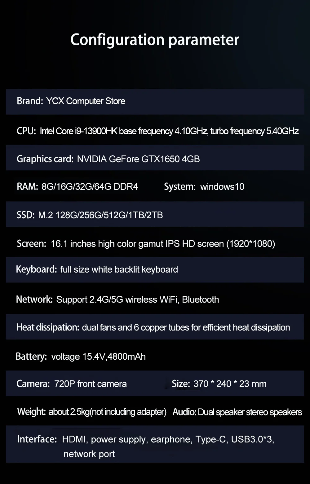 S6 Gaming Laptop 16.1 Inch 4800mah Intel Core i9-13900HK RTX4050 4G notebook 64GB 2*DDR5 2*M.2 4TB 144 Hz PCI-E Business laptops 28 S05d1ad84ed6345cea173c17d78157bddE