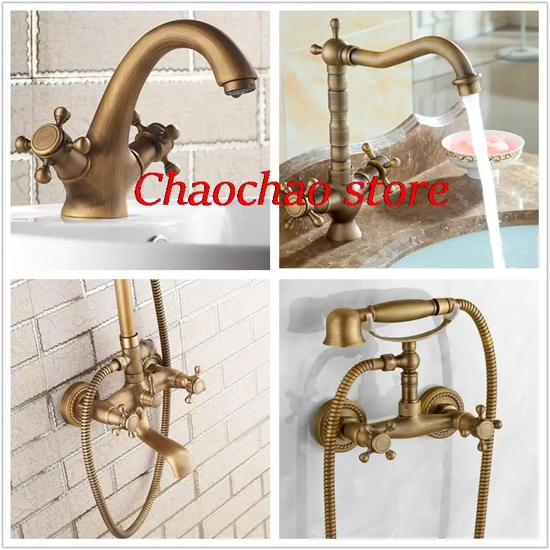 All copper faucet handle cross plum blossom hand wheel antique double-handle faucet valve core faucet valve faucet handle