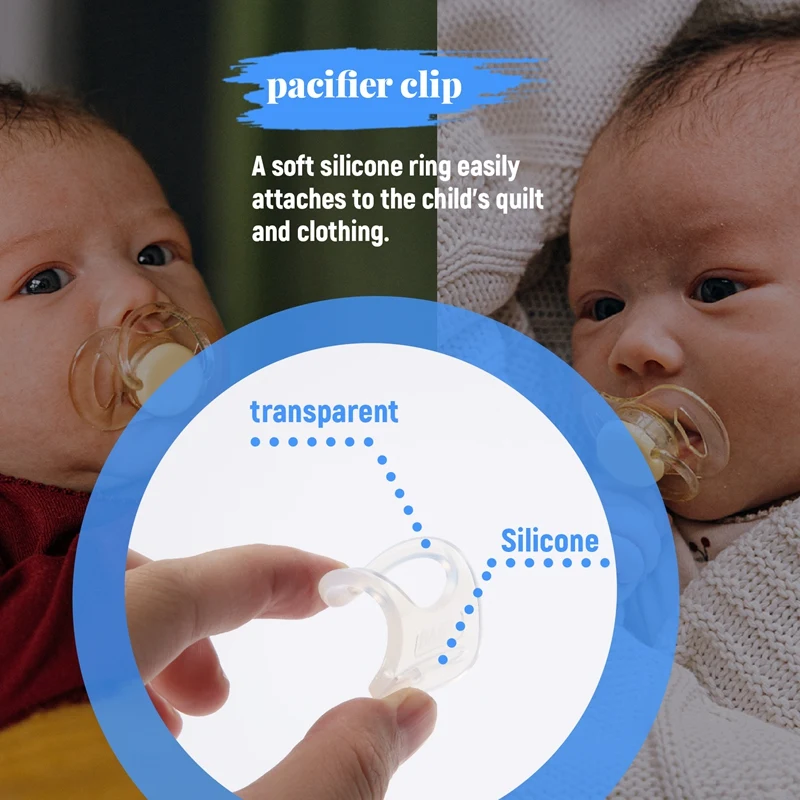 10 Pcs Button Silicone Ring Mam Pacifier Holder Mannequin Clip Adapter Transparent