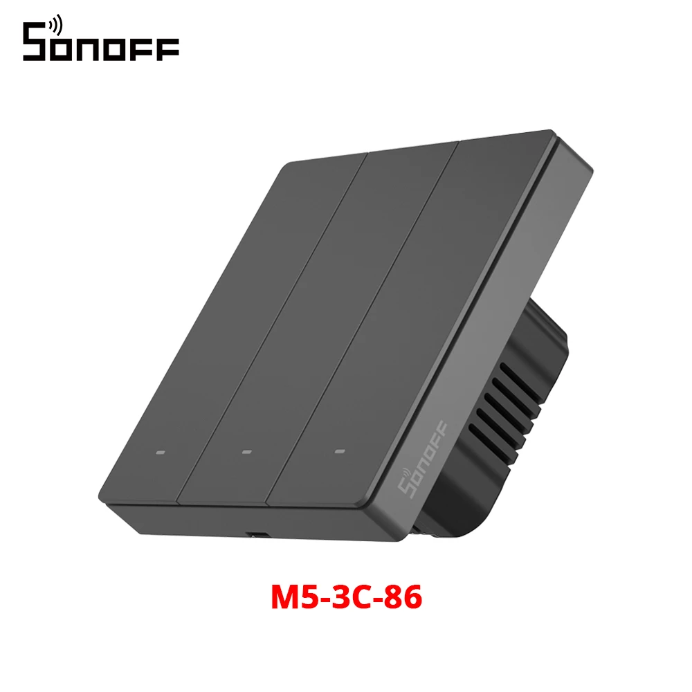 SONOFF M5 SwitchMan Smart Wall Switch 80/86 Type Push Button Switch 1/2/3 Gang Switch Frame Remote Control for Alexa Google Home 