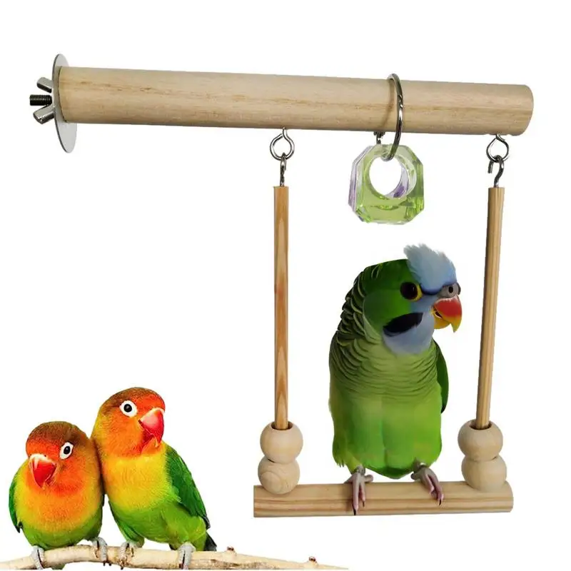 

Bird Swing Toy Wooden Perch Cage Stand Stick Creative Design Standing Toy For Budgies Medium Parrots Parakeets Lovebird