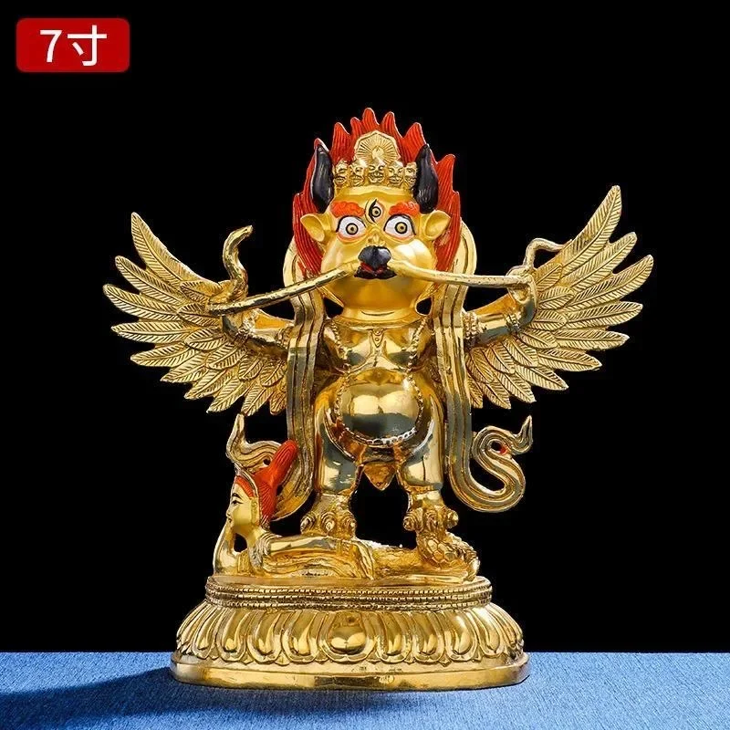 

unique # 22 CM Large # HOME House efficacious Talisman # Buddhism gilding brass Garuda Dharma suparna Buddha statu