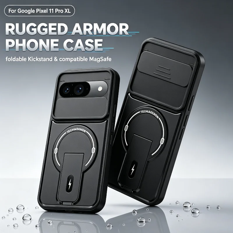 Enhanced Shockproof Magnetic Phone Case with Kickstand | Military-Grade Hybrid Armor Design