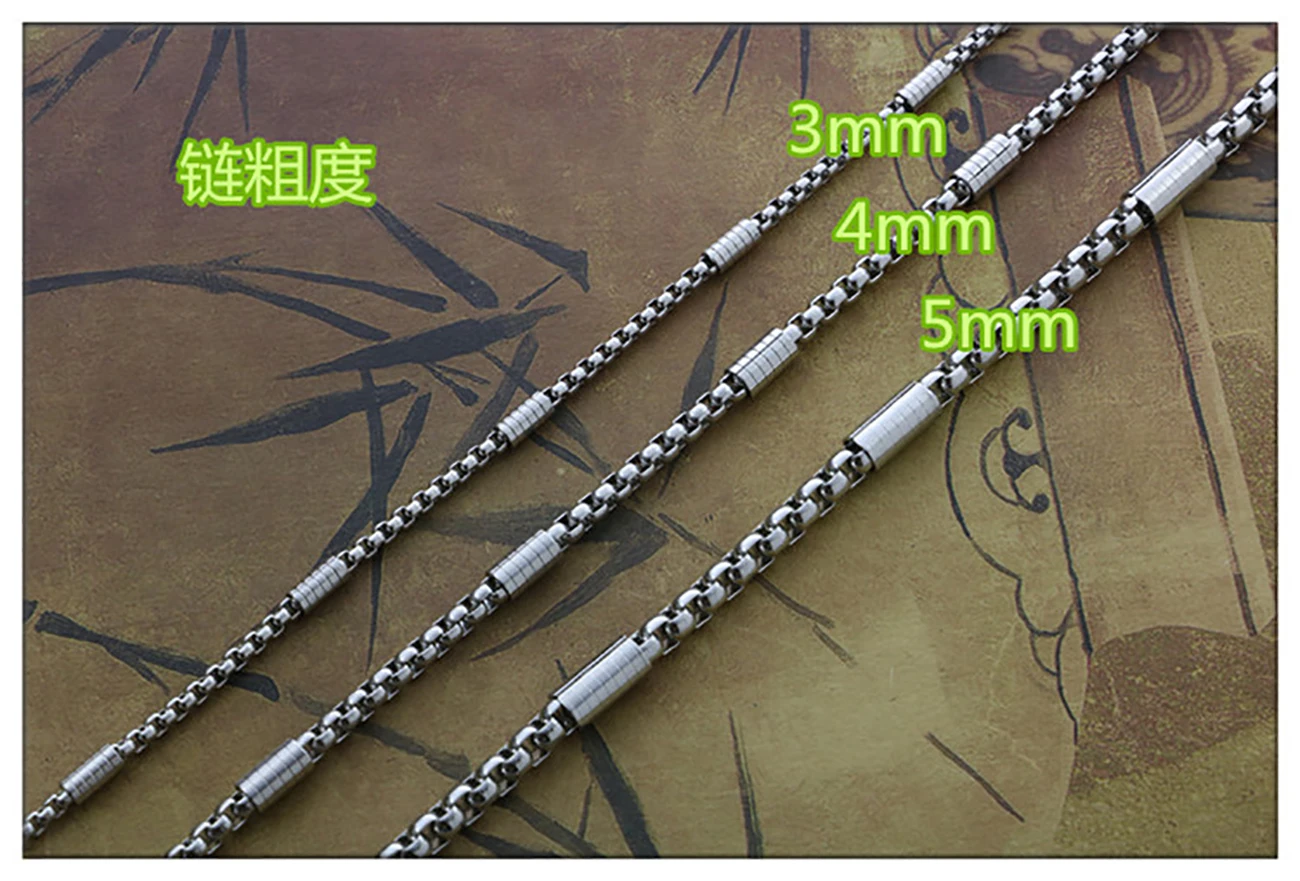 Stainless Steel Necklace Stainless Steel Men And Women Necklace Square Pearl Pendant Buddha Chain Jewelry Gift