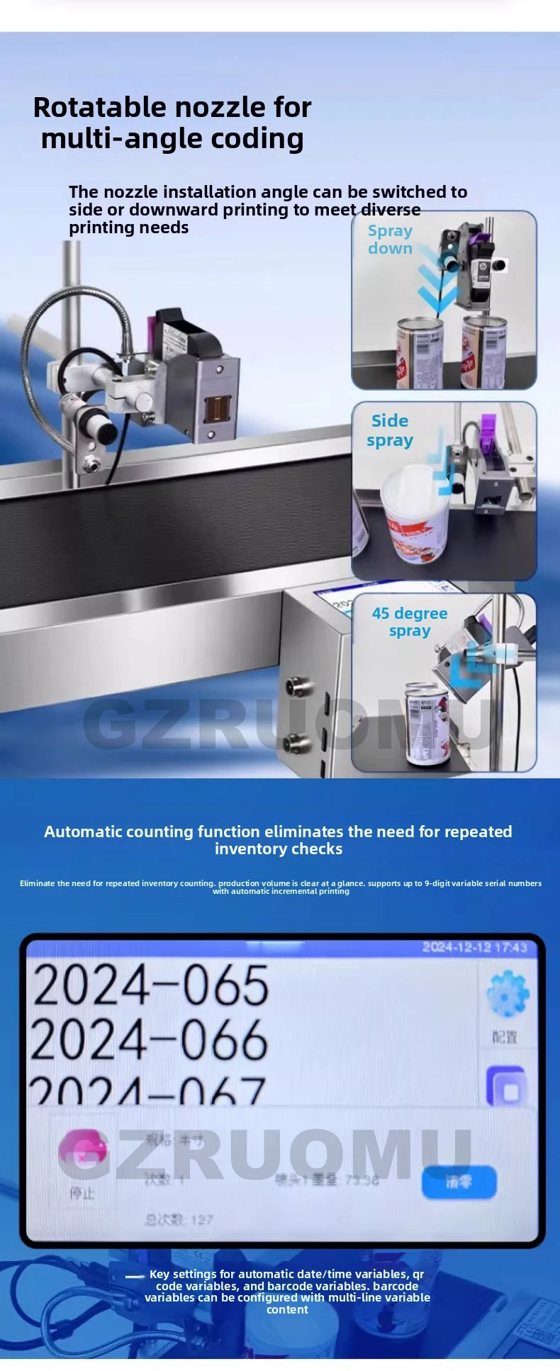Automatic Online Inkjet Printer with Conveyor Belt Automatic Continuous Coding M