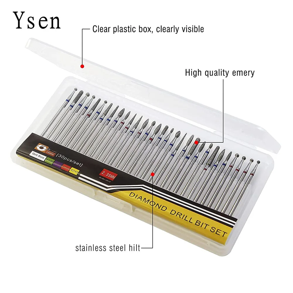 30pc Diamond Nail Drill Bits Set Milling Cutter Rotary Burr Cutter Clean Files for Electric Manicure Machine Accessory nail drill bit nail drill bits nail drill nail drill set nail manicure accessories nail drill kit diamond burs nail file set