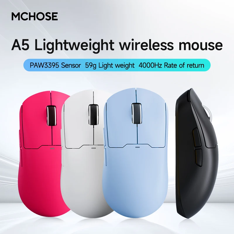 Ultra Gaming Wireless Mouse wireless mouse gaming mouse wireless gaming mouse MCHOSE A5 V2 4000Hz/PAW3395/26000DPI/Lightweight/Omron Micro (3-mode connection)